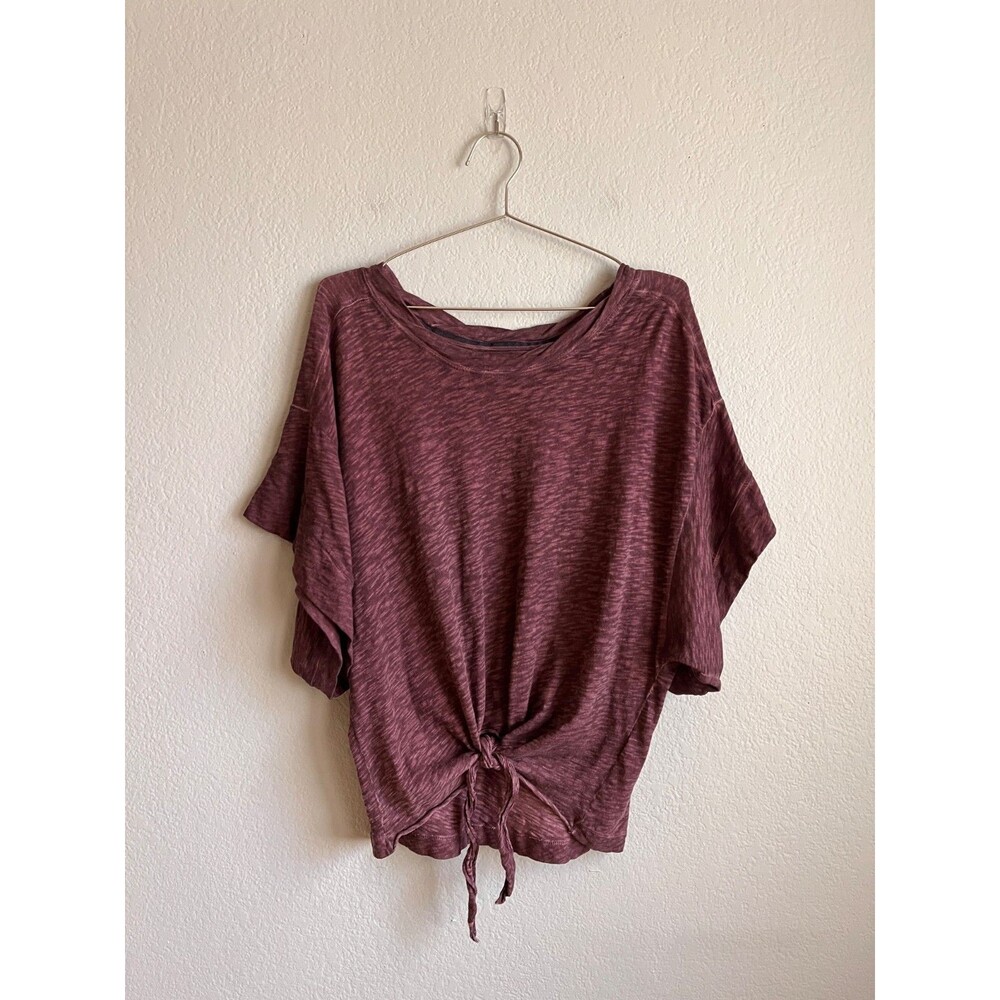 Pilcro Anthropologie Shelley Washed Tie-Front Top in Burgundy Size MEDIUM
